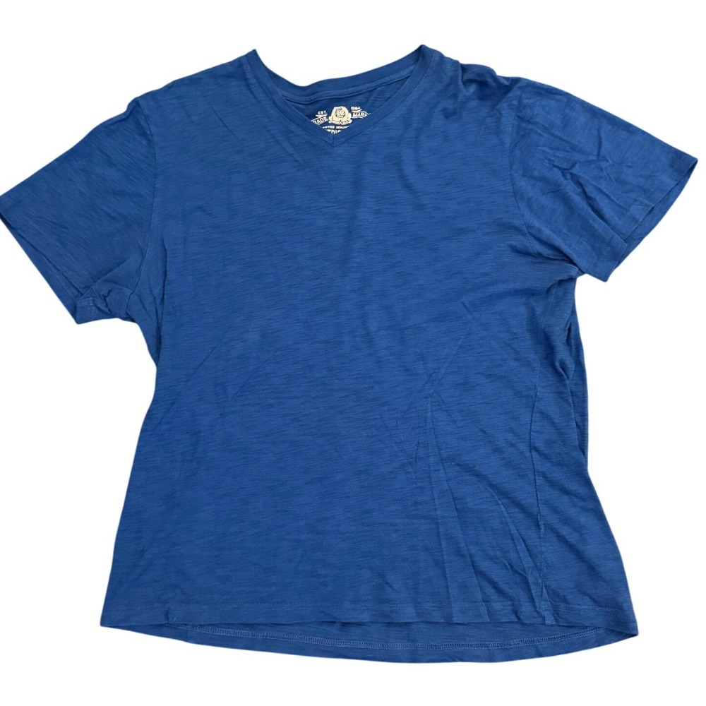 American Rag Cie Mens Large Blue Slub V-Neck Cotton T-Shirt Short Sleeve